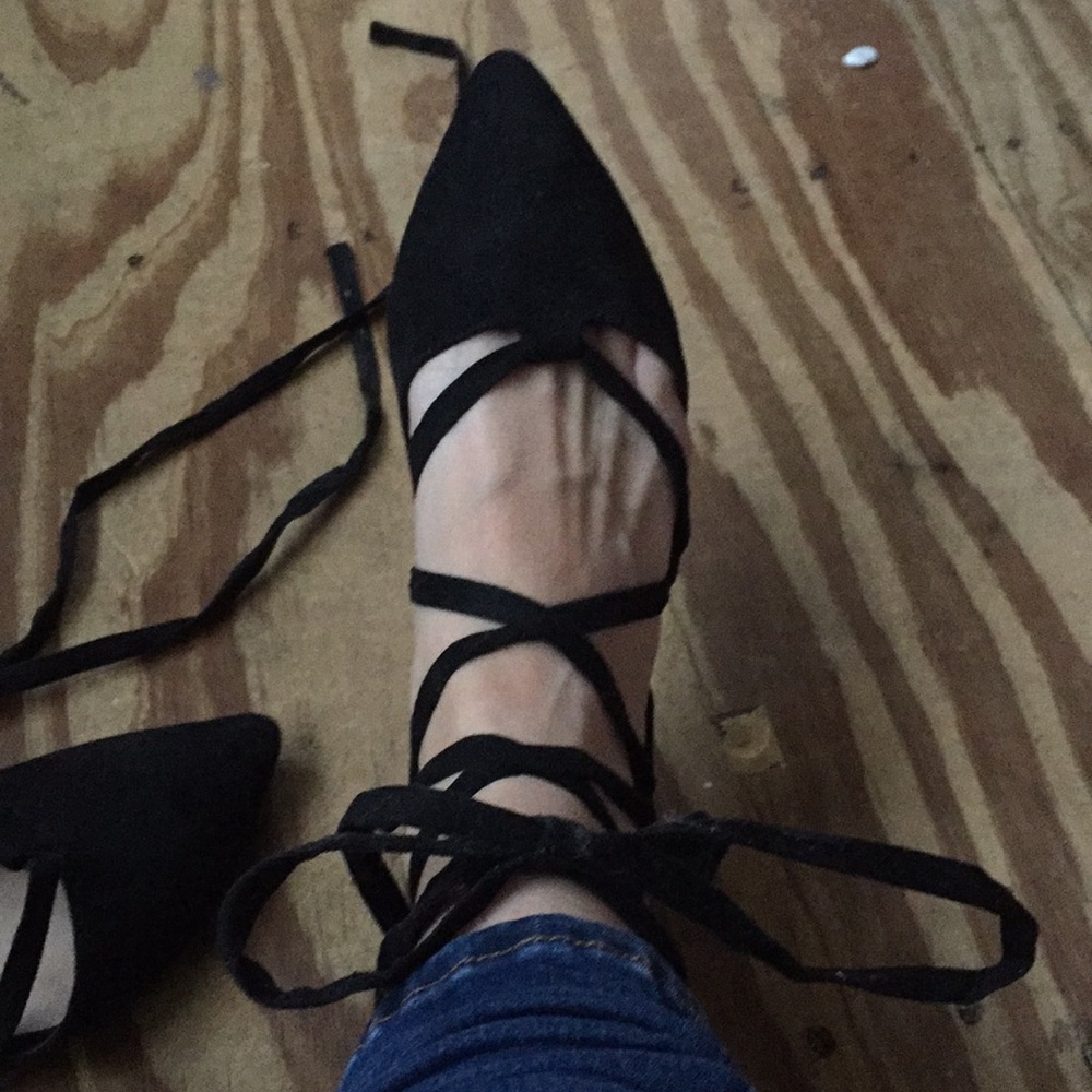 Black tie up sandals